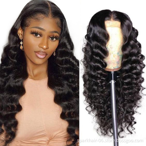 Cheap Human Hair Wigs For Black Women Brazilian Virgin Cuticle Aligned Human Hair 13x4 Lace Front Wig Loose Wave Hot Sale